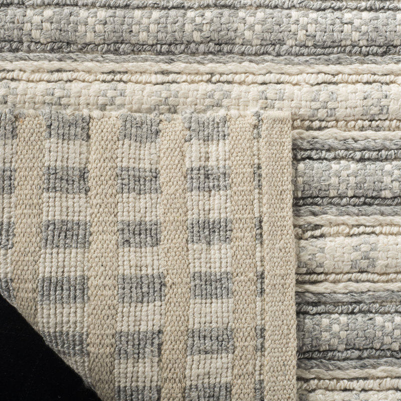 Tapis rayé en soie de bambou Russo, Rectangulaire 8 pi x 10 pi