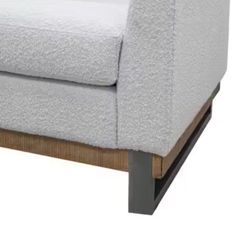 Fauteuil d'appoint Bery, bois de pin massif, similicuir blanc ivoire