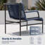 Ensemble de conversation pour patio 4 pièces East Oak - bleu marine-1358112458-1358112449