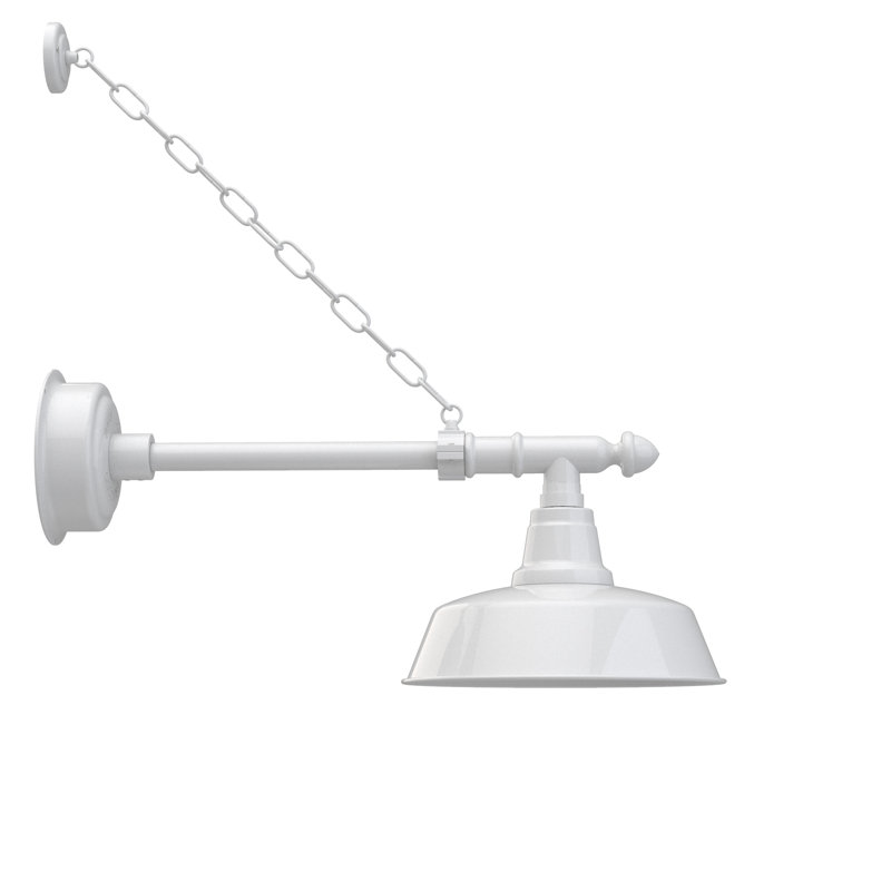 Luminaire de grange d’extérieur à del Vandervliet, H 10 po x l 12 po x p 27 po, Blanc