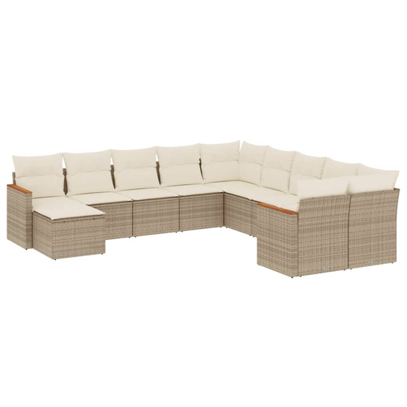 Grand canapé modulaire en rotin PE Vidaxl, Beige