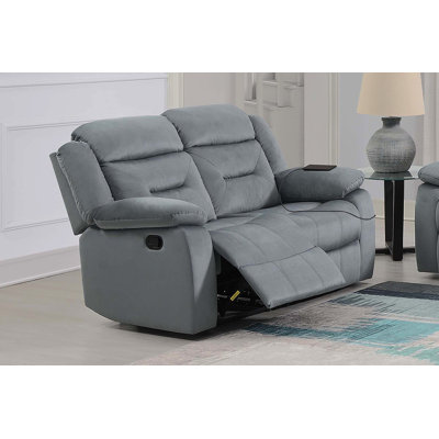 Manual Loveseat 1Pc Pillow Arms Plush Backrest Horizontal Tufting USB Port Dark Gray Finish Primary Living Room Furniture