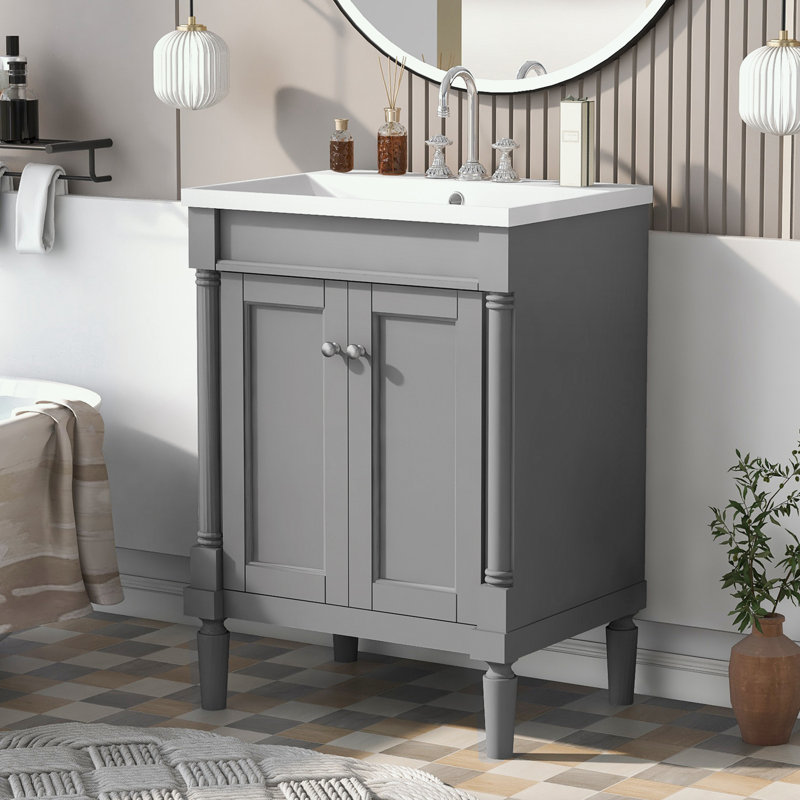 Rangement pour salle de bain Pollark, Gris, Argent argent