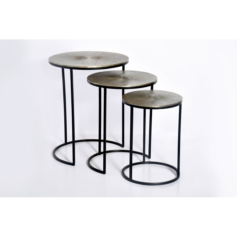 Ensemble de 3 tables basses, Laiton antique