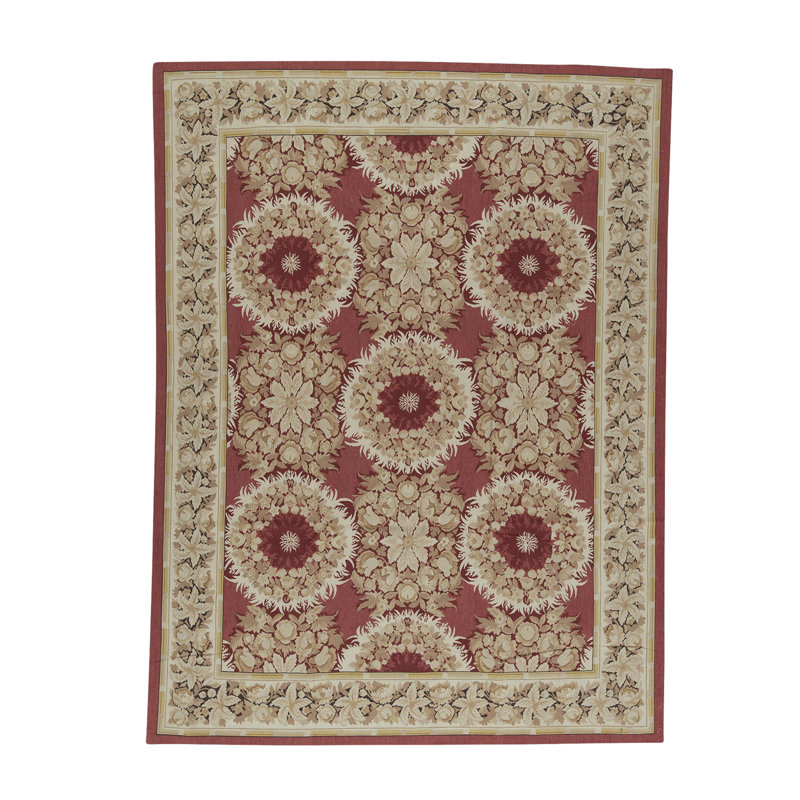 Hand-Knotted High-Quality Red and Beige Area Rug