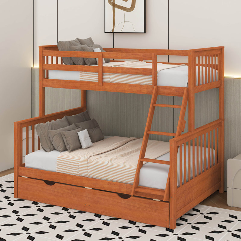 Twin-Over-Full Bunk Bed With Drawers And Ladder, White