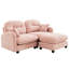 Canapé d'angle rose en chenille effet nuage, design ergonomique incurvé, idéal pour les coins de lecture, différentes configurations d'assise.