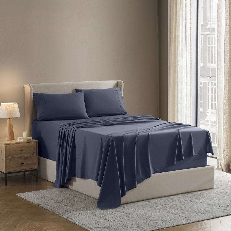 Luxury Collection Classic Smooth Thread Sheet Set, Midnight Blue, Split King