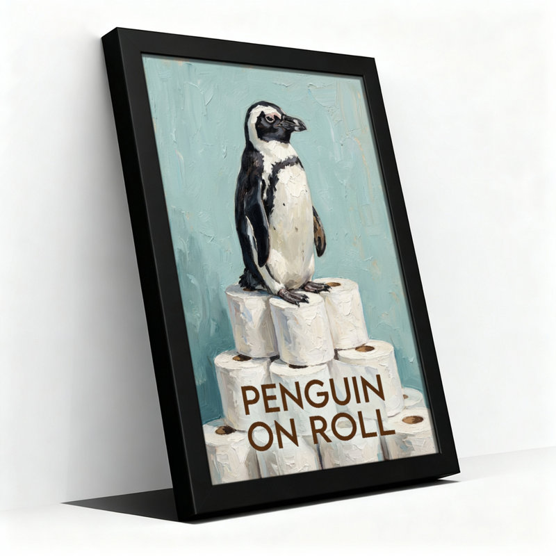 Pingouin sur toile enroulée, ensemble de 1, H 24 po x l 16 po
