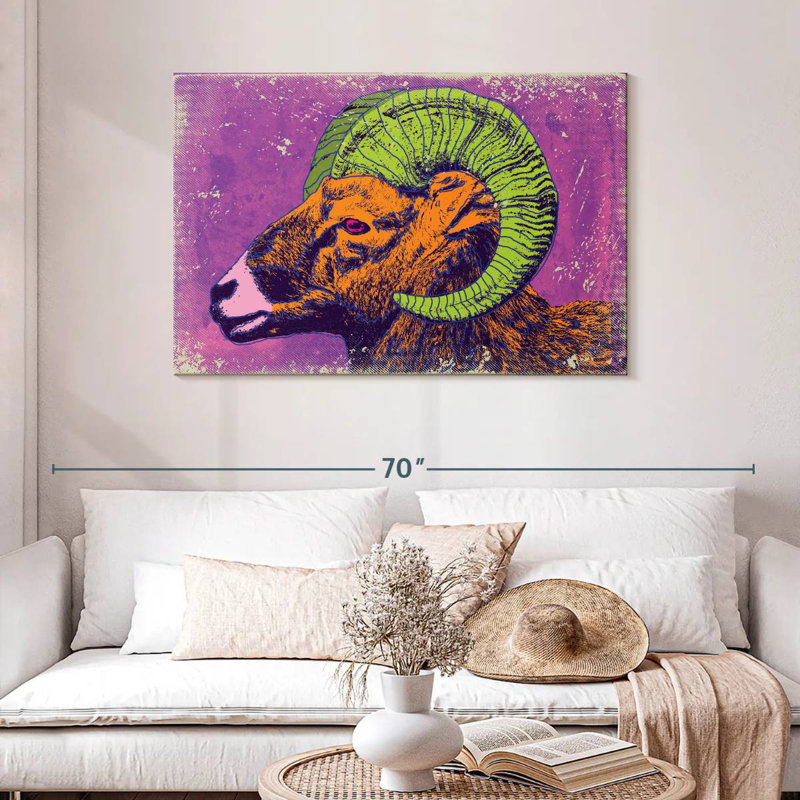 Brampt Retro Bighorn Sheep, 30" H x 45" W