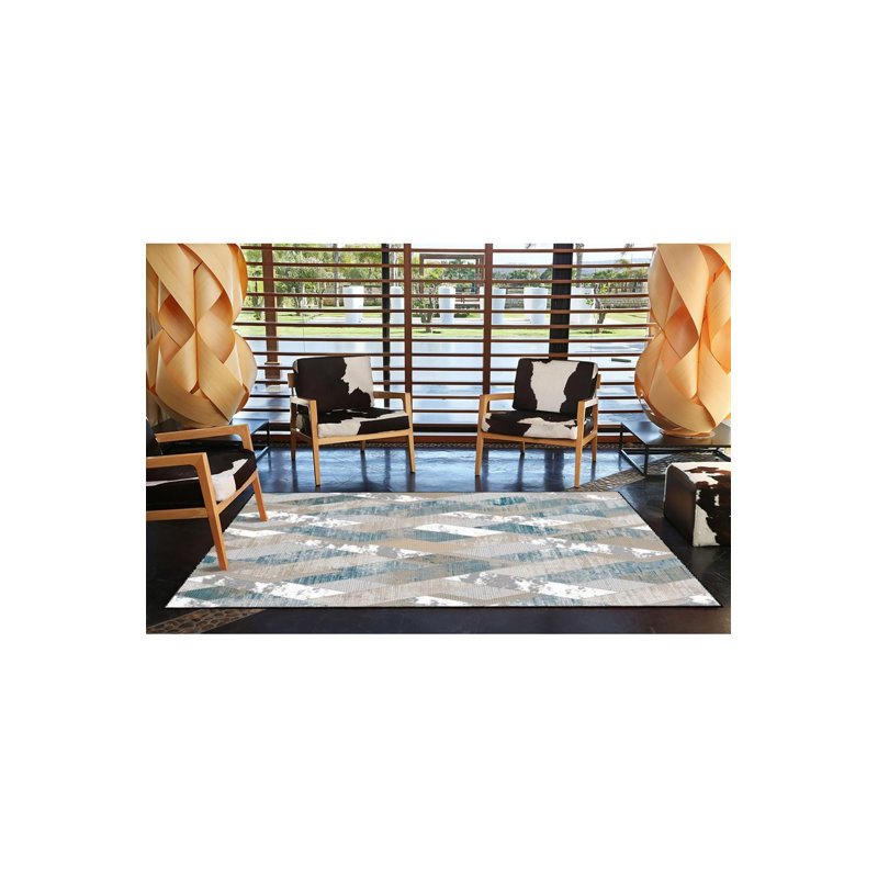 Tapis décoratif en forme de losange moderne à motif de croix de glace Ice, Carré 3 pi 3 po
