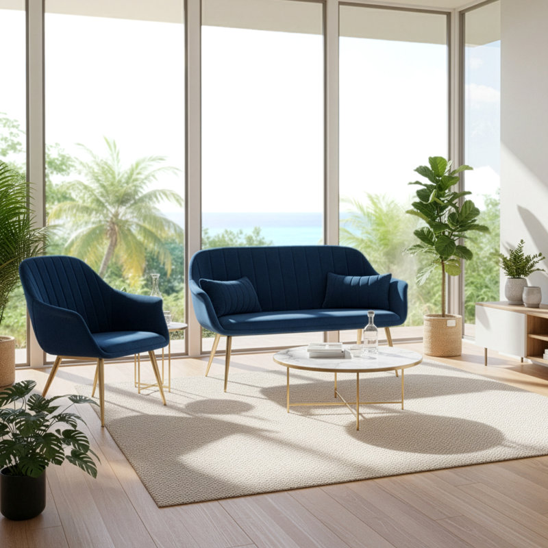 Fauteuil 28 po en velours capitonné