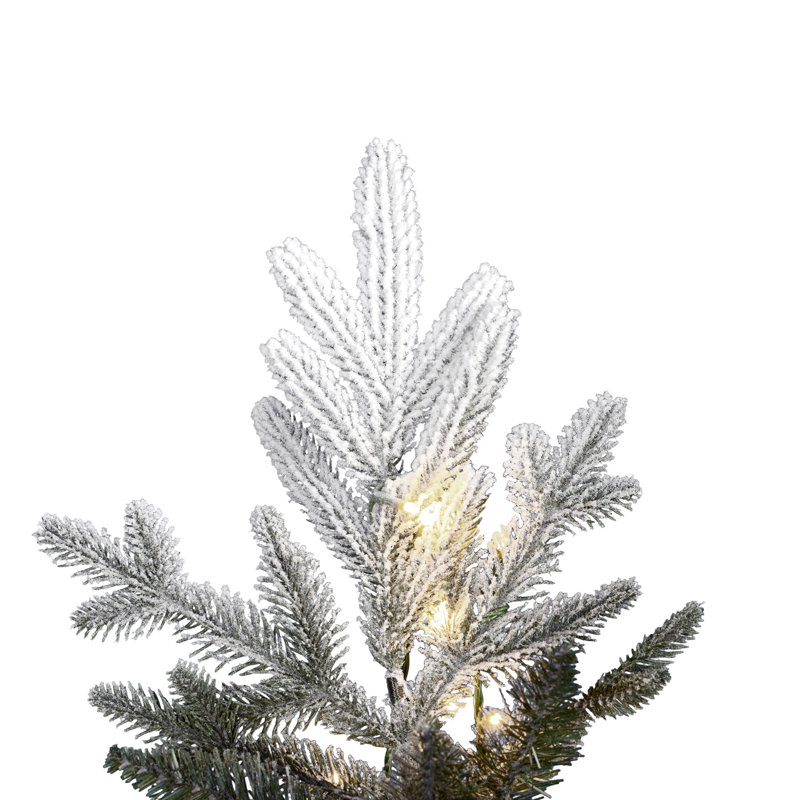Vickerman 10'' X 74" Flocked Kamas Fraser Artificial Christmas Tree, Warm White Low Voltage 3MM LED Lights, 4.5' H