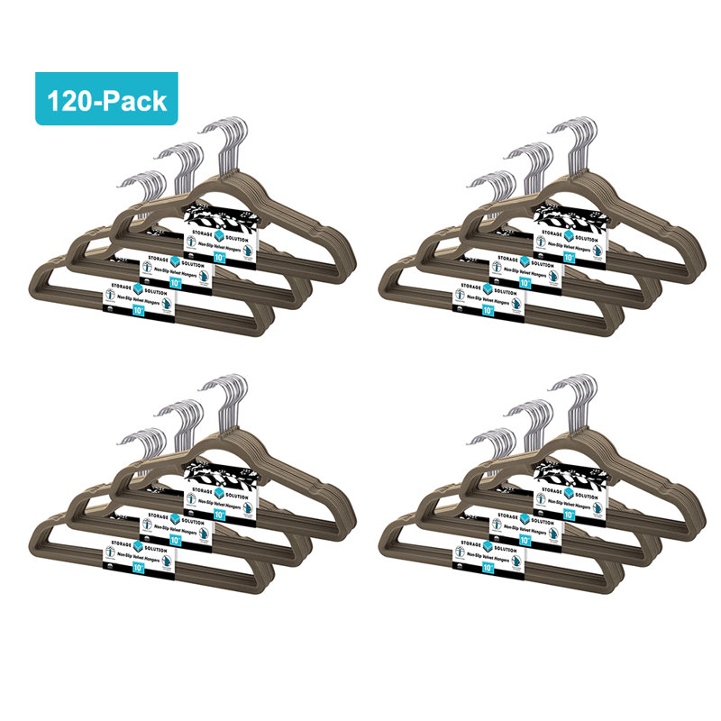 Cintre pour accessoires en velours Nickalus (ensemble de 120), Gris