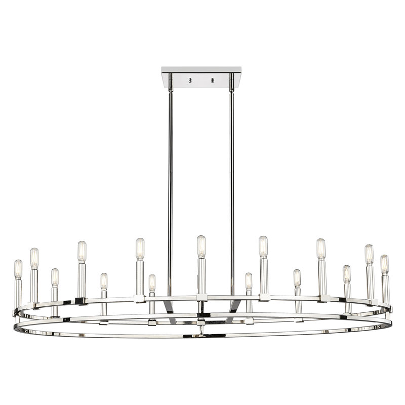 Downtown Urban - Lexington - Lustre suspendu 16 lumières 48 po - Nickel satiné, Nickel poli