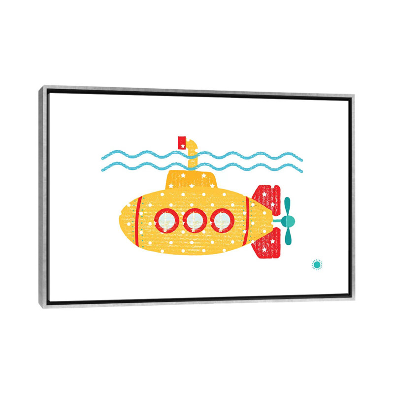 Sous-marin - imprimé, Toile avec cadre argenté, Pas de tapis, H 40 po x l 60 po x 1,5 po