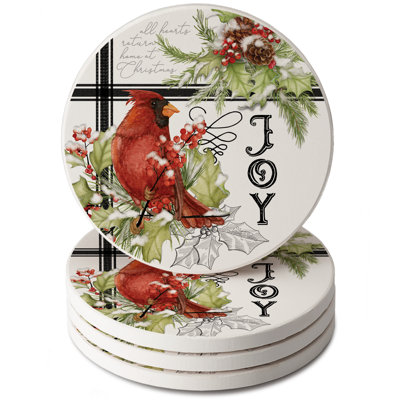 Paquet de 4 sous-verres ronds en laine Cardinal