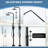 86"H 304 Stainless Steel Freestanding Outdoor Shower with Rainfall Shower Head with Handheld Shower with Temperature Control-98200008