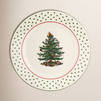 Christmas Tree Polka Dot 8" Salad Plate