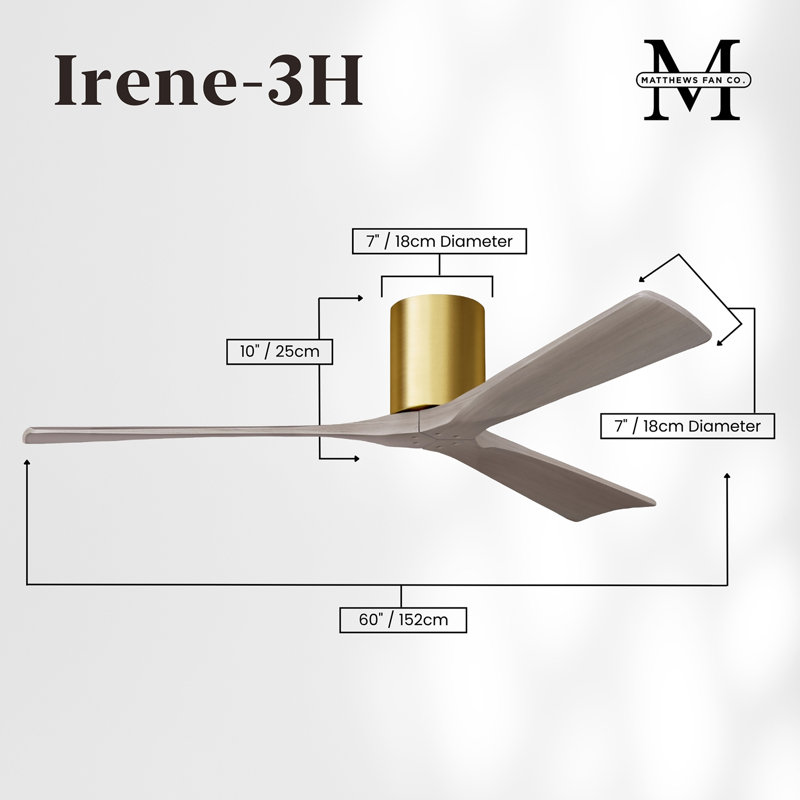 Irene Ceiling Fan, Brushed Brass, Gray Ash Tone, 60"