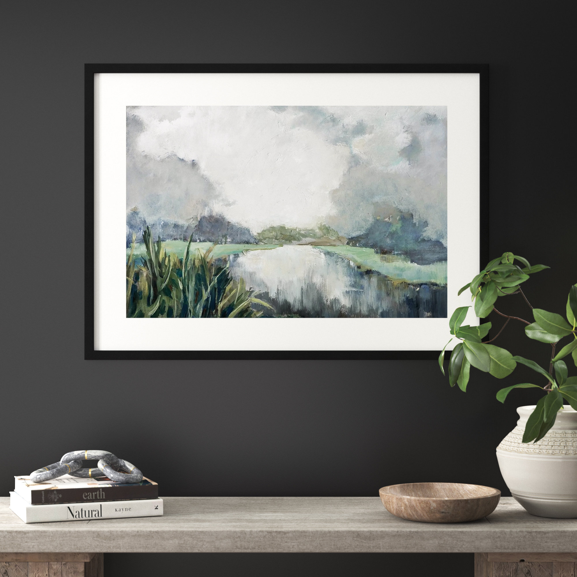 Passage by Mary Parker Buckley, Black, Framed Print, 27" H x 37" W