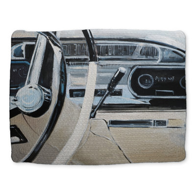 Napperon gris tressé pour voiture | Décoration de tableau de bord des années 1950