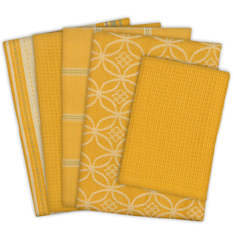 Cotton Waffle Dish Cloth Kitchen Towel, Mustard