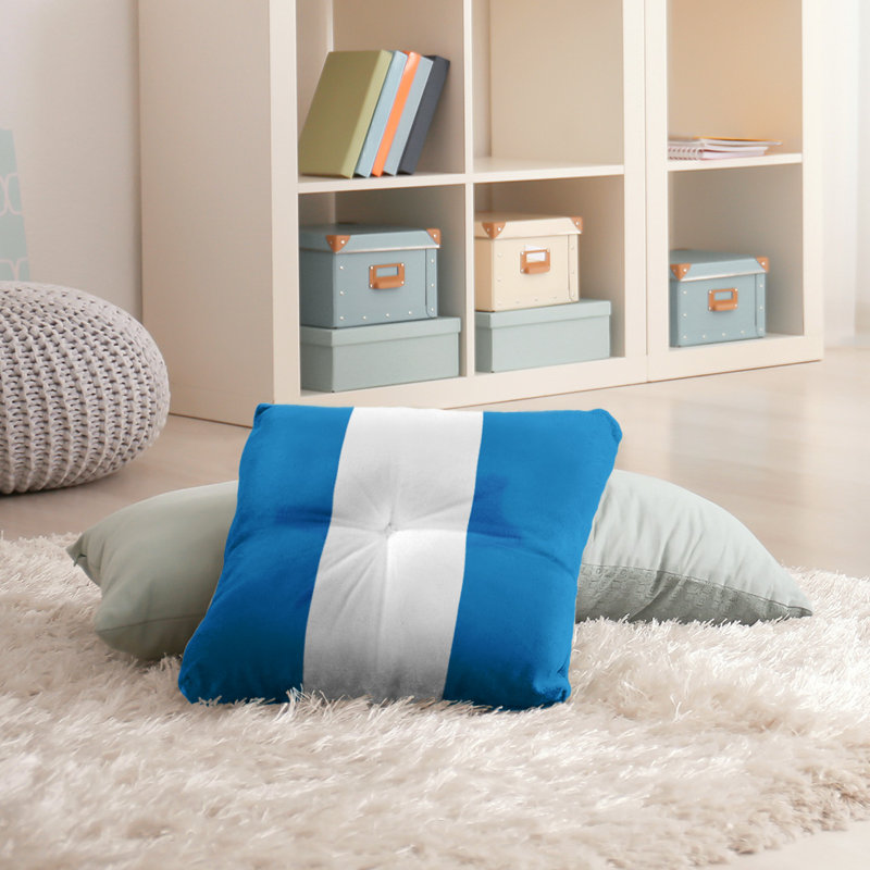  Coussin de sol touffeté, 30 po x 30 po, Bleu poudre / Blanc