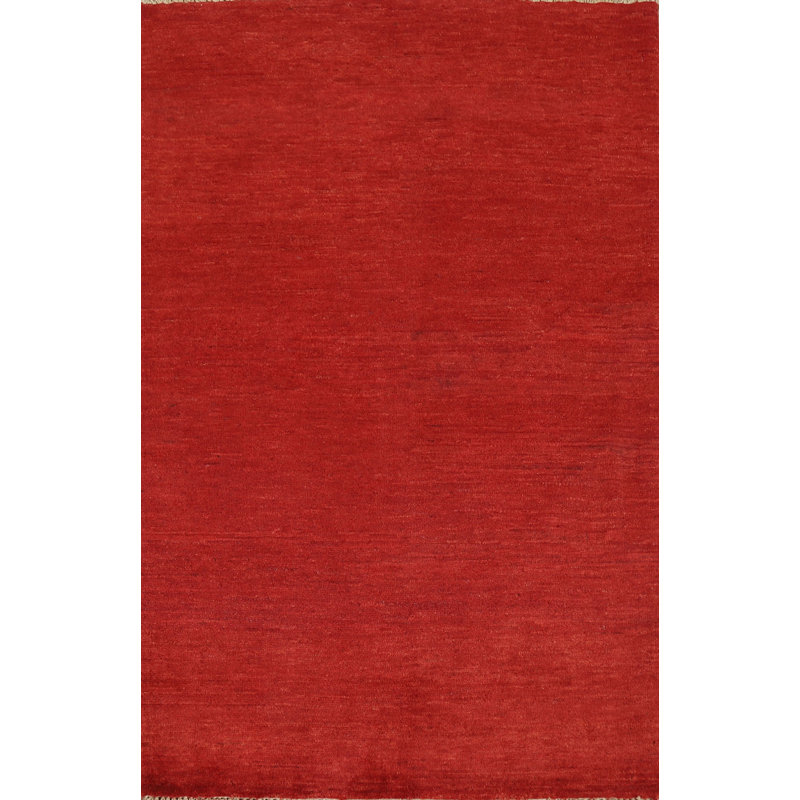 Tapis contemporain contemporain rouge Gabbeh