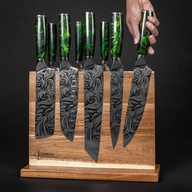 Senken Knives 11 Piece Damascus Steel Knife Block Set