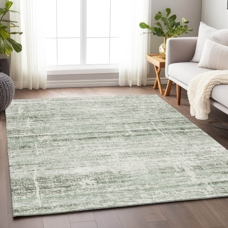 Tapis sauge de qualité supérieure Gerardo, Rectangle 9 pi x 12 pi