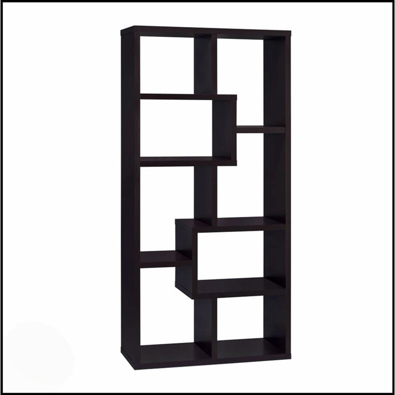Bibliothèque à 10 tablettes en finition cappuccino, solution de rangement robuste et élégante pour les livres et les objets décoratifs