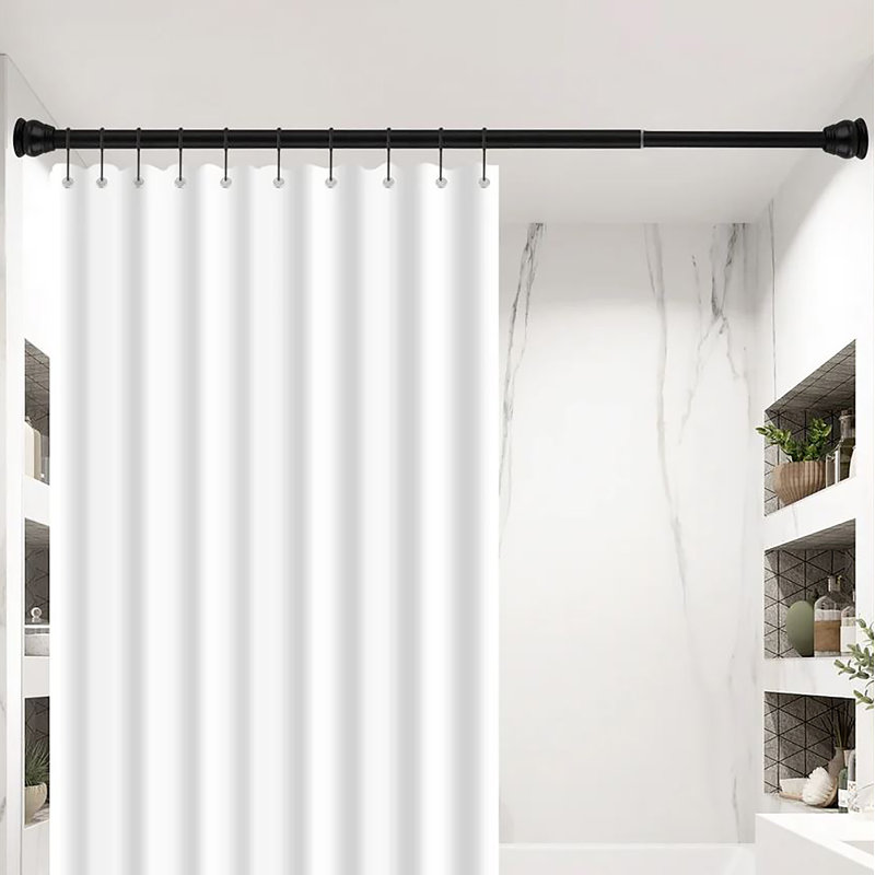 42"-72" Matte Black Regent Metal Shower Curtain Tension Rod Rust Resistant Non-slip