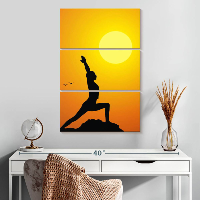 Yoga coucher de soleil, H 32 po x l 20 po