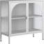 Buffet en métal, armoire de rangement décorative avec 2 portes en verre, armoire à café moderne