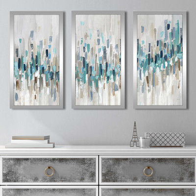 "Blue Staccato" 3 Piece Print On Acrylic