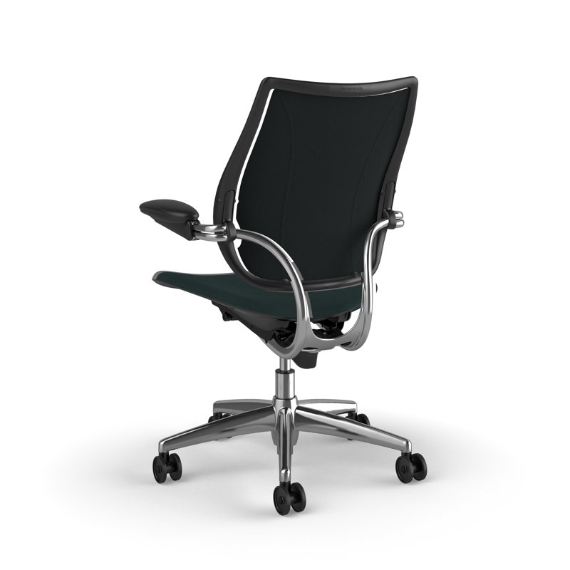 Liberty Ergonomic Task Chair With Upholstered Back, Adjustable Duron Arms, Green - 0971, Polished Aluminum w/Black Trim