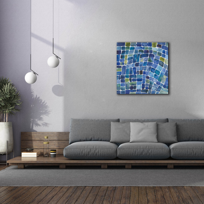 Art mural épique «Sea Glass 1» par Cheryl Warrick, H 37 po x l 37 po