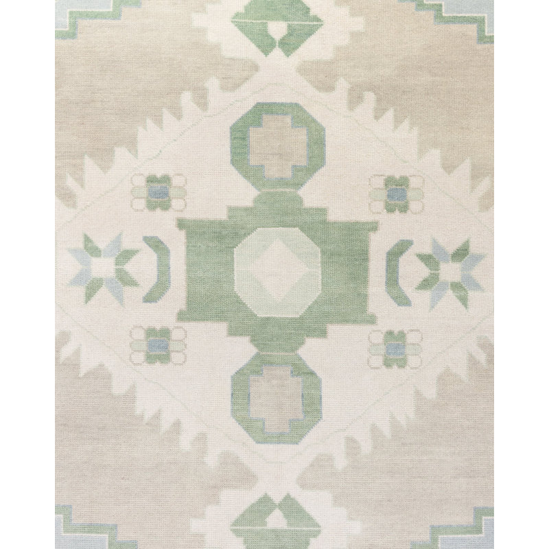 Ivy Hand Knotted Wool Oriental Area Rug, Rectangle 9' x 12'