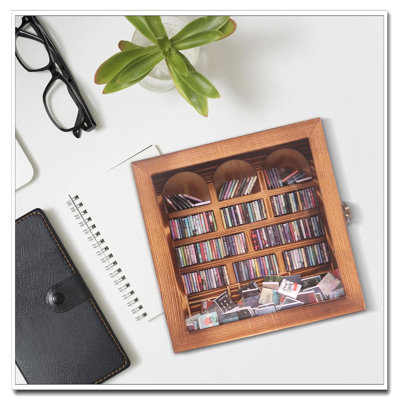 Bibliothèque miniature en bois de pin - présentoir à livres et bibliothèque décorative pour soulager le stress