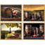 «Red Wine With Flasks», raisins rouges et tonneaux, boissons, cocktails, gros plan, impression encadrée sur papier, 4 pièces-97782235-97782237
