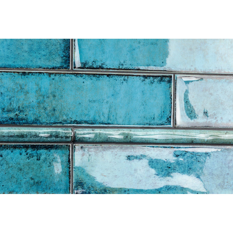 Chateau Blue Ceramic Pencil Liner Tile Trim 1x12