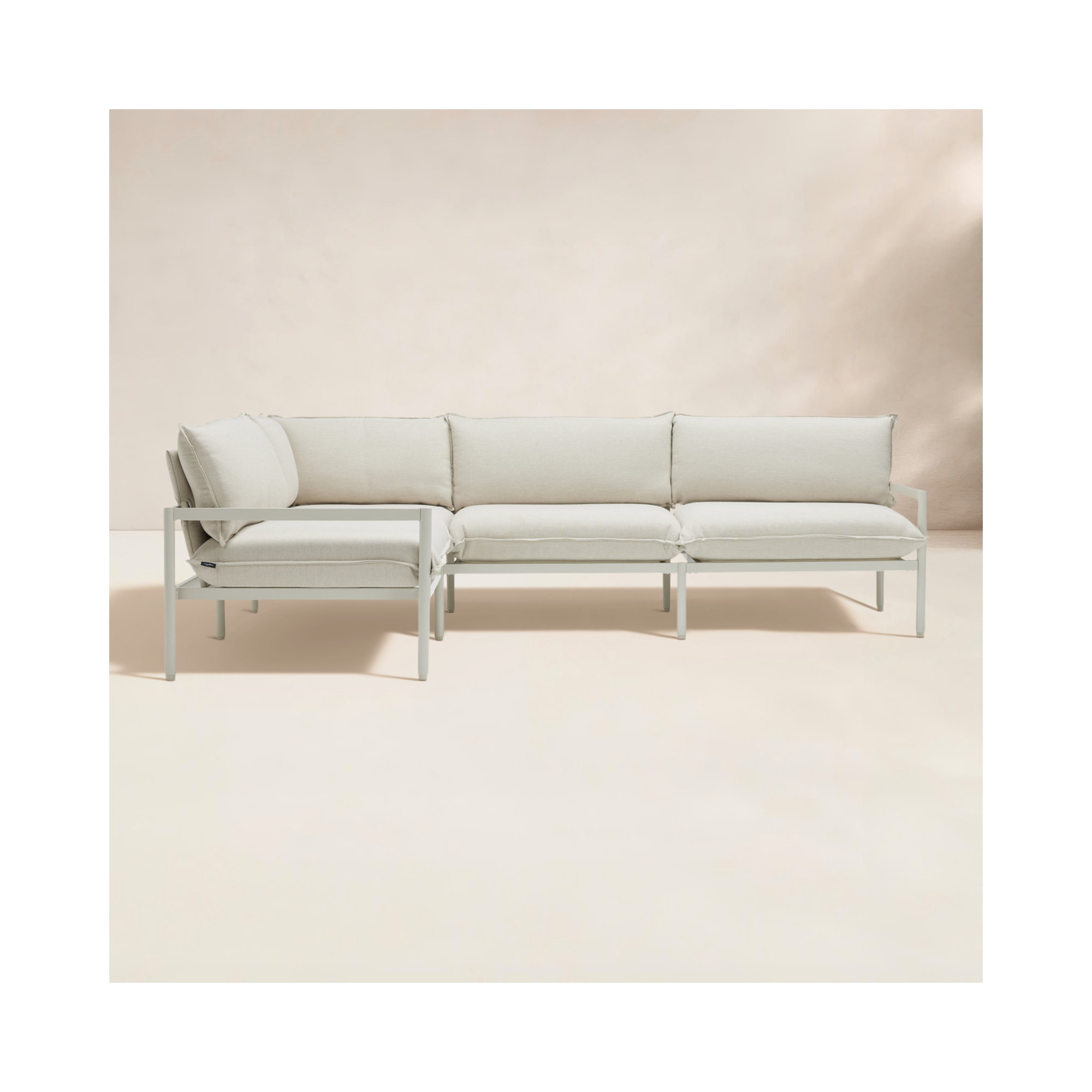 Terra 101.5'' Wide Reversible Powder Coated Aluminum Patio Sectional with Sunbrella® Cushions, Putty