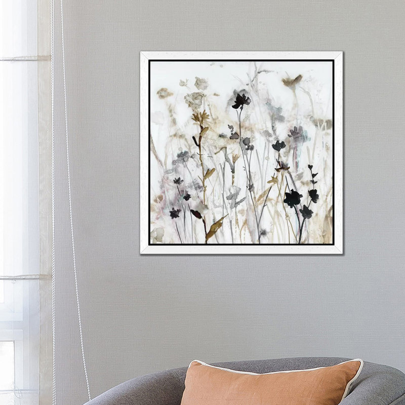 Wildflower Mist I by Carol Robinson - Painting on Canvas, 66.04 cm H x 66.04 cm W, White Floater Framed