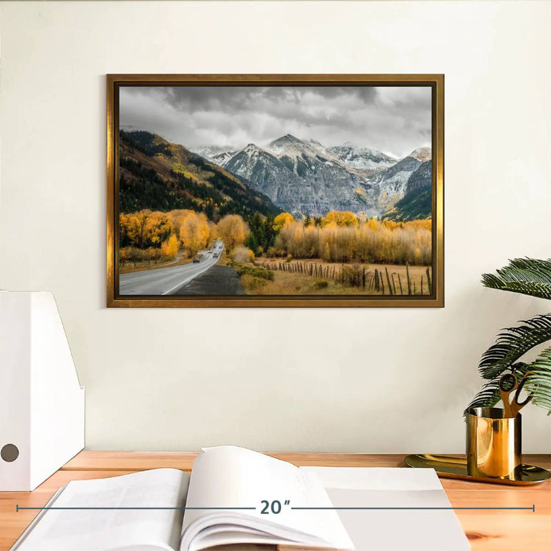 Route d'automne à Telluride, Cadre flottant doré, 13 po x 9 po