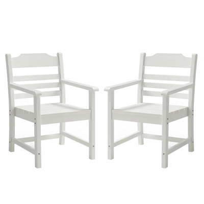 Ensemble de 2 chaises de salle à manger de patio avec accoudoirs, texture imitation bois