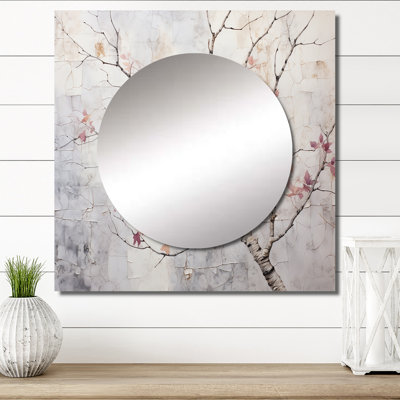 «Blossom Tree Whispers Of Pink IV», miroir carré floral pour décoration murale