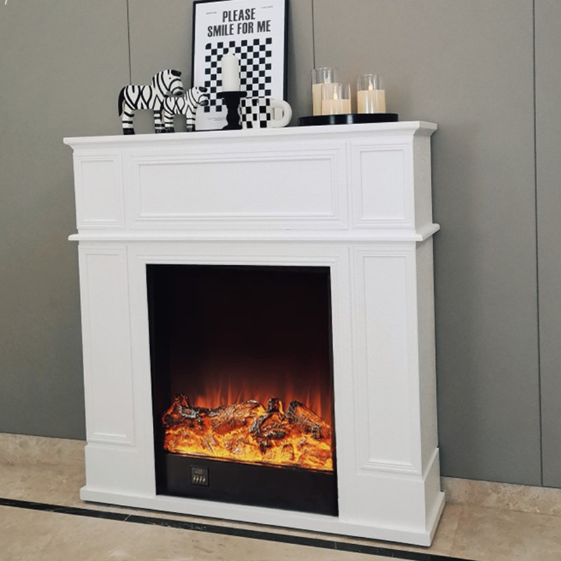 White Manufactured Wood Freestanding Fireplace, 39.37"H x 39.37"W x 10.63"D