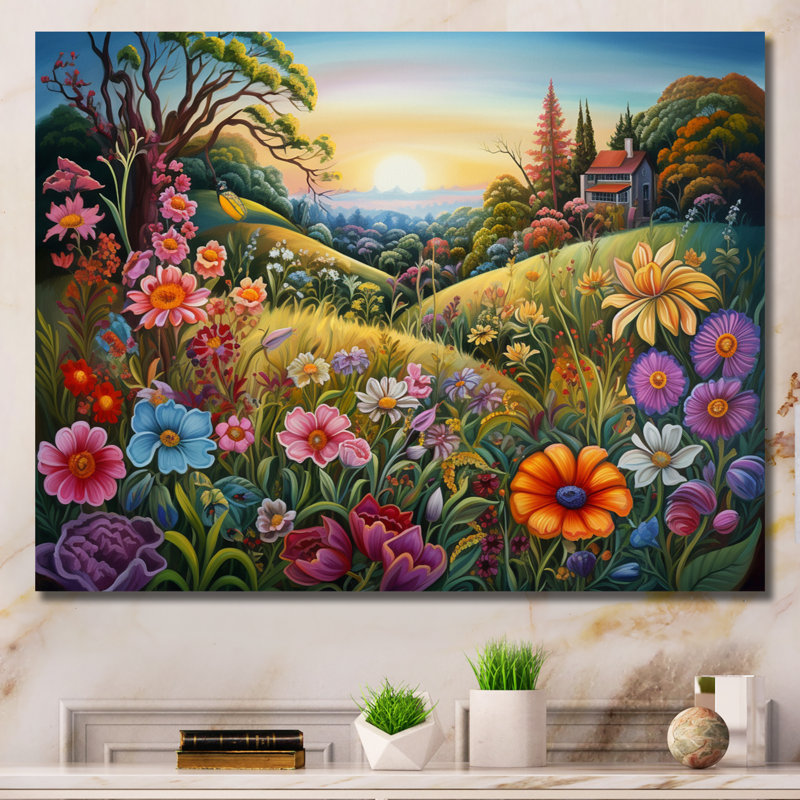 Célébration de fleurs sauvages printanières sur toile, H 24 po x l 32 po x P 1 po, Toile tendue