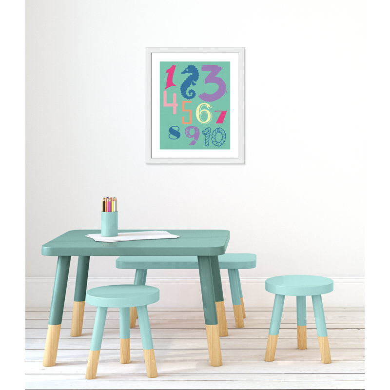 Décoration murale 123 pour enfants, 24.5" H x 20.5" W x 0.63" D, Encadré de boîte blanc